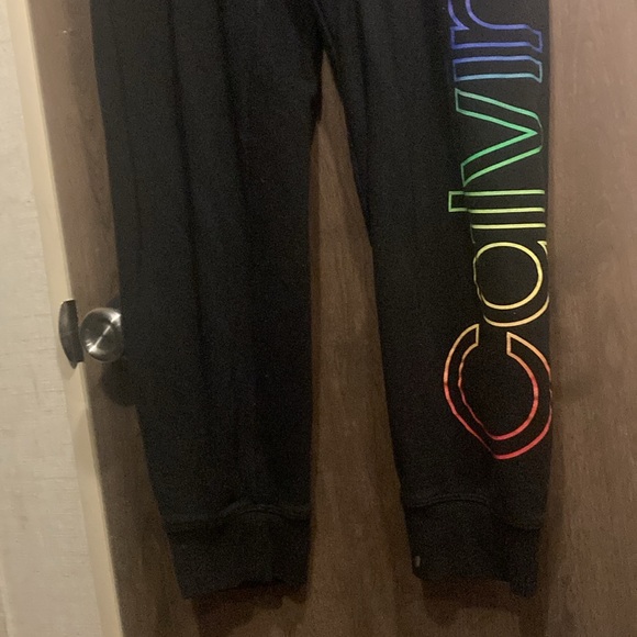 Calvin Klein Performance Black Joggers with Multicolor Logo - Picture 1 of 8